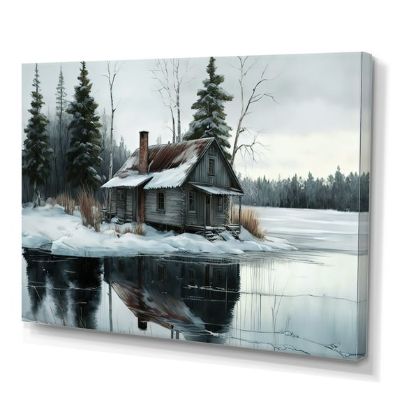 Designart Fishing House By The Lake III Canvas Wall Art
