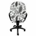 thumbnail image 3 of Paisley Office Chair Slipcover, Minimalist Oriental Florets Leaves Dark Colors Iranian Culture Featured Image, Protective Stretch Decorative Fabric Cover, Standard Size, Grey and White, by Ambesonne, 3 of 5