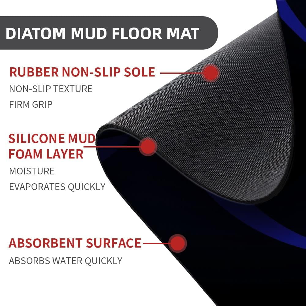 Super Absorbent Diatomaceous Earth Stone Bath Mat,Artisti Flower Quick-Drying Bathroom Carpets,Non Slip Bathtub Floor Mat，Easy to Clean, Simple Kitchen Doormat(Square 43×70cm)