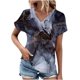 thumbnail image 1 of Fiudx Ofertas Del Día Blusas para Mujer, Camisetas Informales Sexys de Moda con Cuello En V Occidental, Ropa de Moda de Primavera, Pliegues Estampados de Verano, 1 of 3