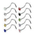 thumbnail image 1 of Milaget 10 X Nose Stud Rings Curved Screws Nose Rings L Shape Body Jewelry - Multicolor 2.0mm, 1 of 5