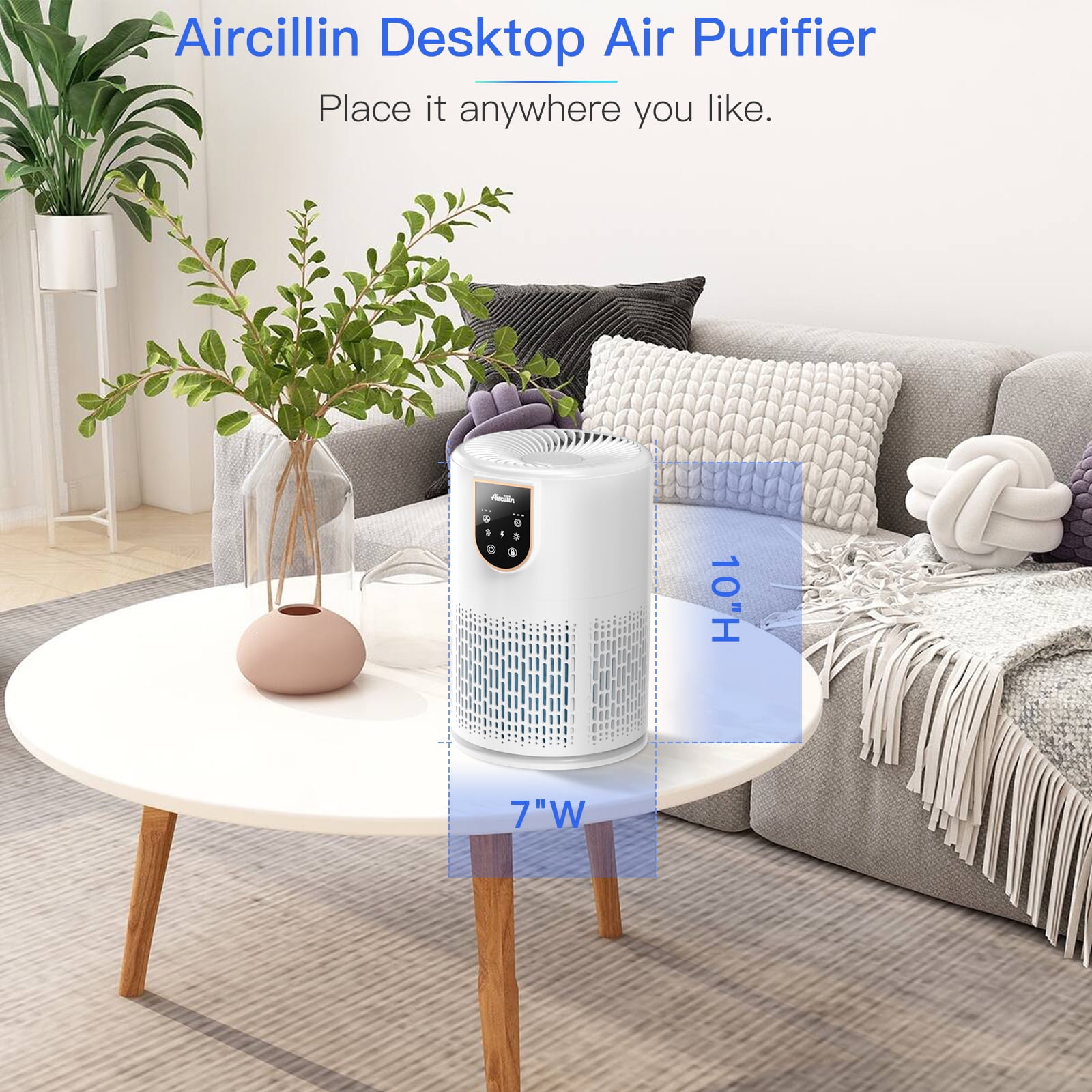 Aircillin AP0801 Air Purifier with Fragrance Sponge, HEPA H13 Filter, 398 Sq ft, White