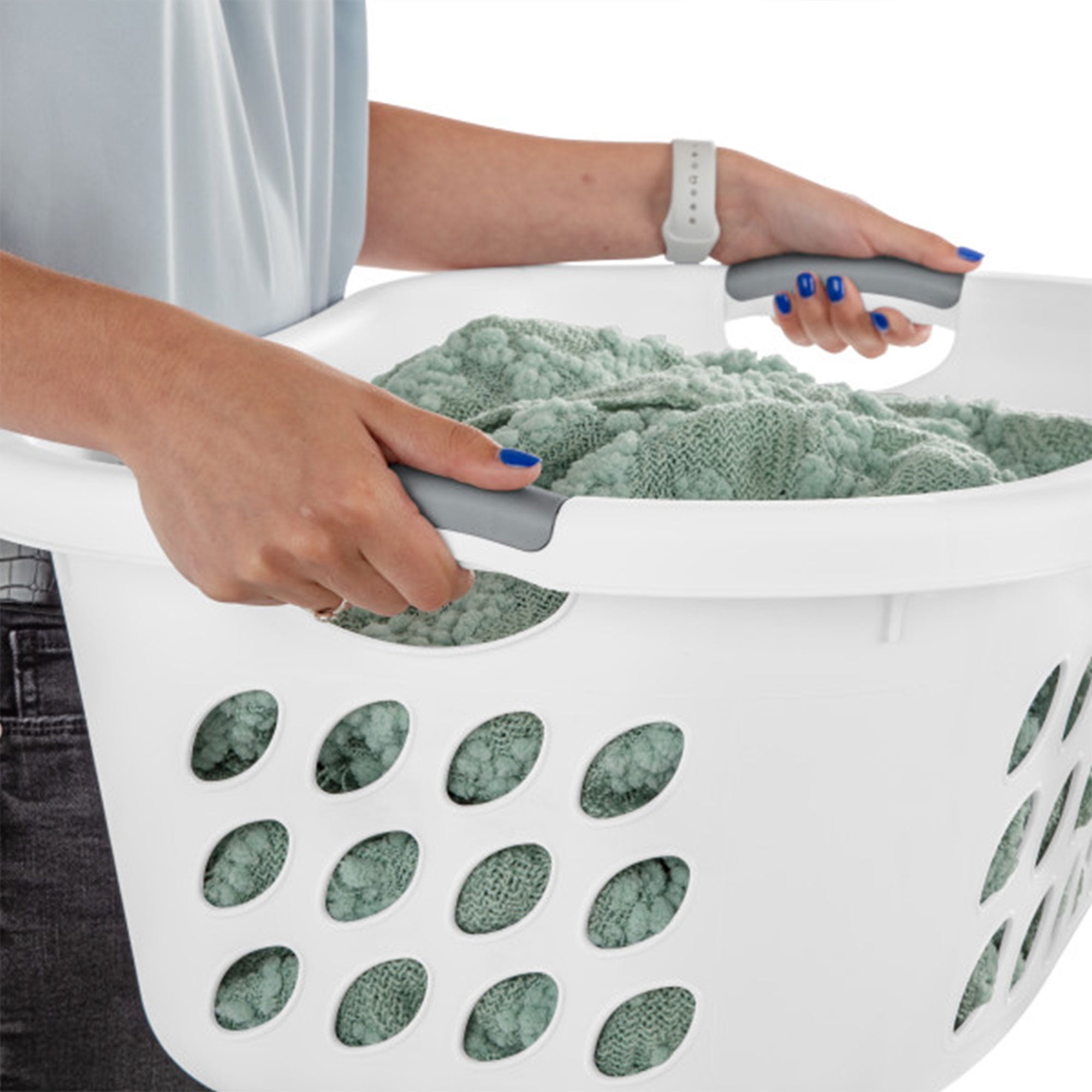 Sterilite Ultra HipHold 1.25 Bushel Plastic Clothes Laundry Basket, 12 Pack