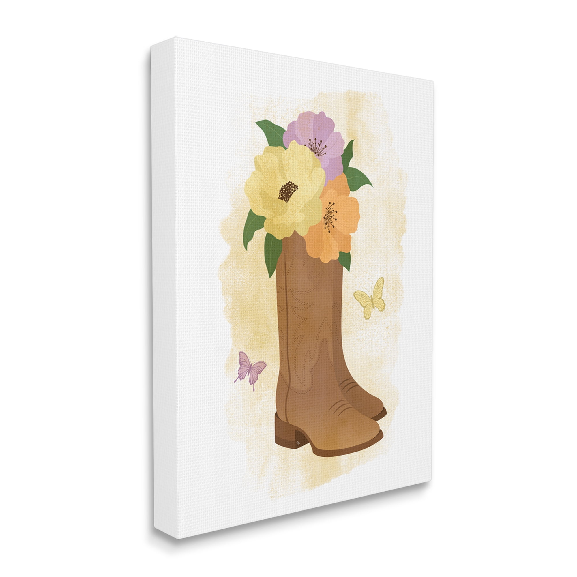 Stupell Industries Blooming Country Boots Botanical & Floral Painting Gallery Wrapped Canvas Art Print Wall Art, 24 x 30