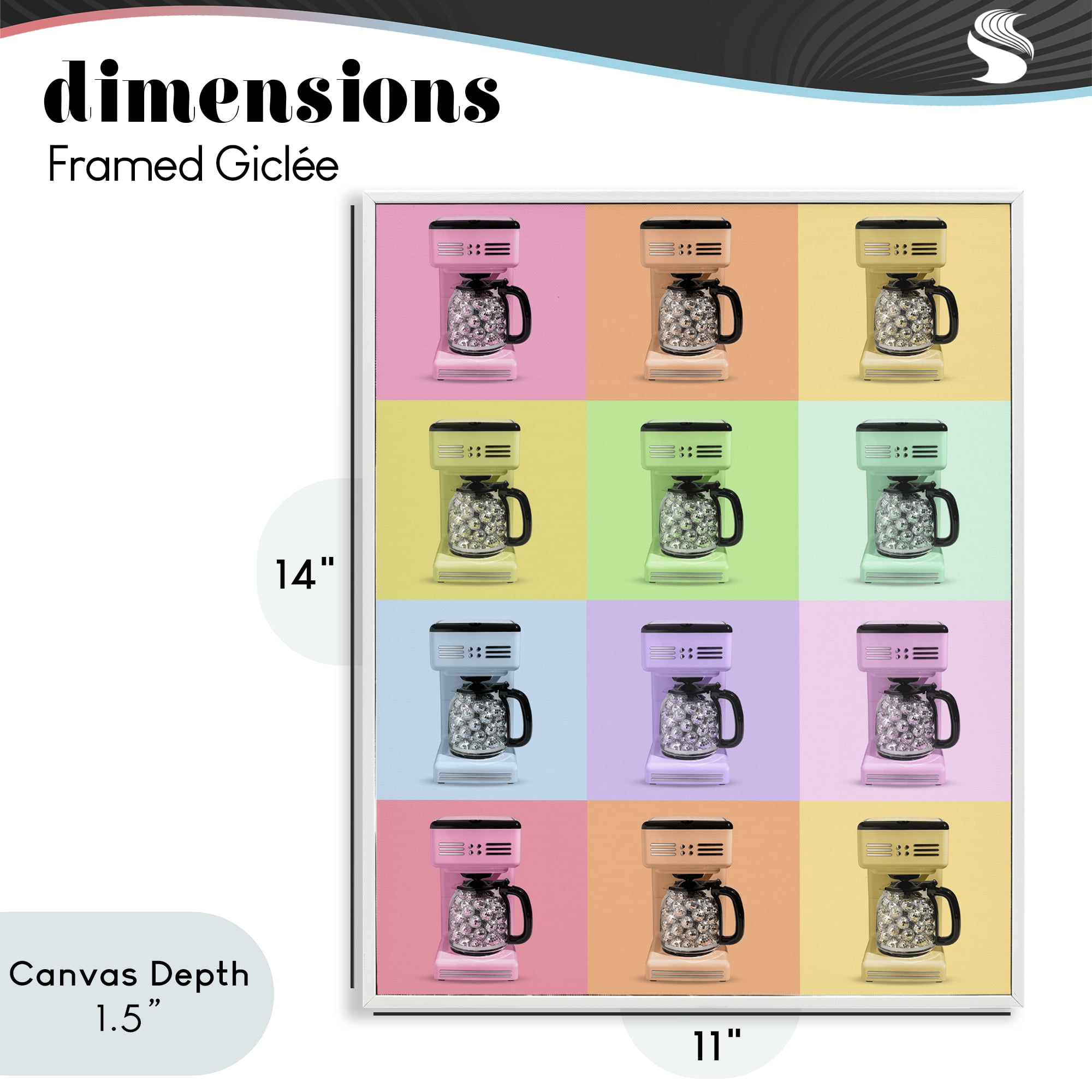 Stupell Industries Disco Coffee Maker Collage White Framed Giclee Art, design by LISH Creative