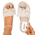 thumbnail image 5 of Caywon Women Bow Sandals, Knotted Flat Espadrille Slide, Open Toe Slip On Summer, Comfortable Ladies Beach Shoes Sandalias Mujer, 5 of 7