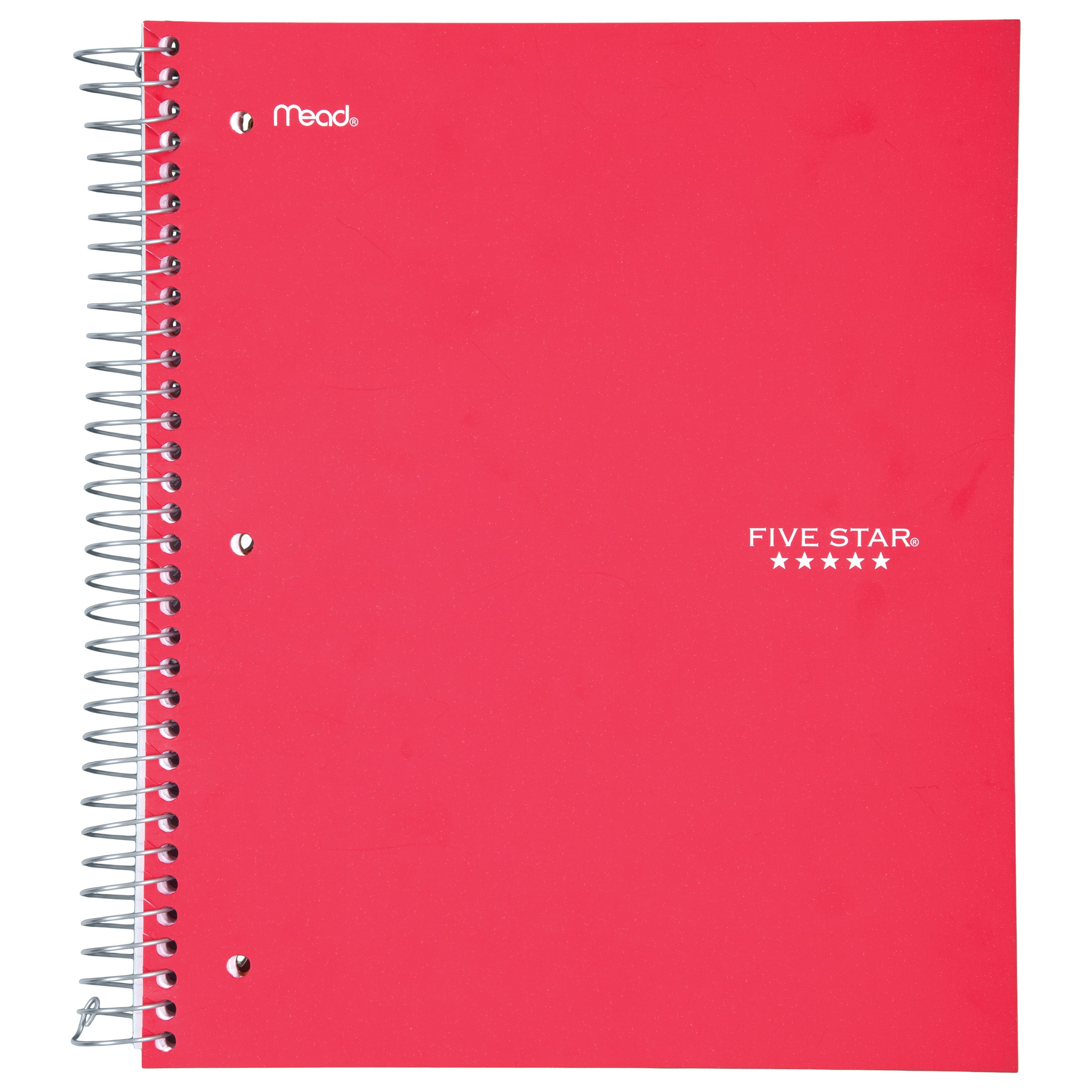 Five Star 3 Subject Wide Ruled Notebook, Red