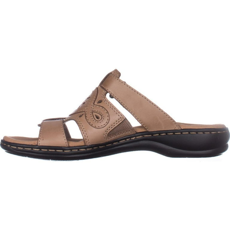 Womens Clarks Leisa Higley Slide Sandals Sand Leather