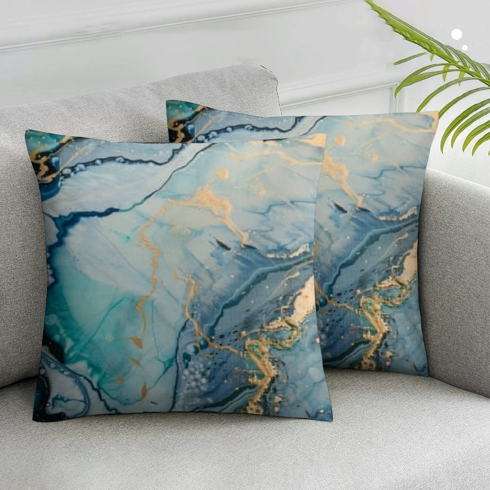 Bisibuy Marble Turquoise Throw Pillow Covers, 20x20 Inch – Set Of 2, Farmhouse Boho Decor For Living Room & Bed