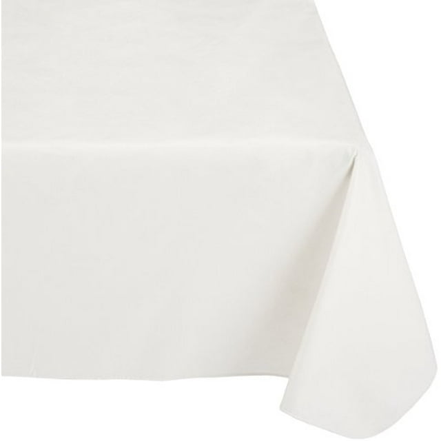 Carnation Home Fashions Vinyl Tablecloth with Polyester Flannel Backing, 52, 90-Inch, Ivory
