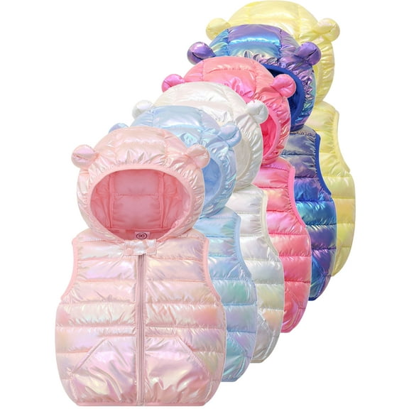 SXIMEE 1-5T Baby Girls Puffer Down Vest Toddler Hooded Puffer Zip Jacket Winter Lightweight Coat with Pocket