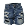 thumbnail image 4 of ABATAB Jean Shorts for Women Trendy Summer Casual Hem Shorts Ripped Stretchy Distressed Beach Vacation Denim Shorts, 4 of 5