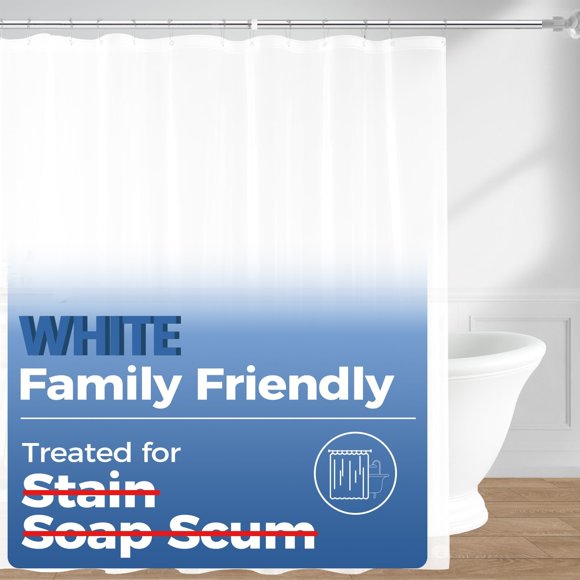 Cortina de ducha Downluxe, impermeable, de goma EVA, 180 x 180 cm, color blanco