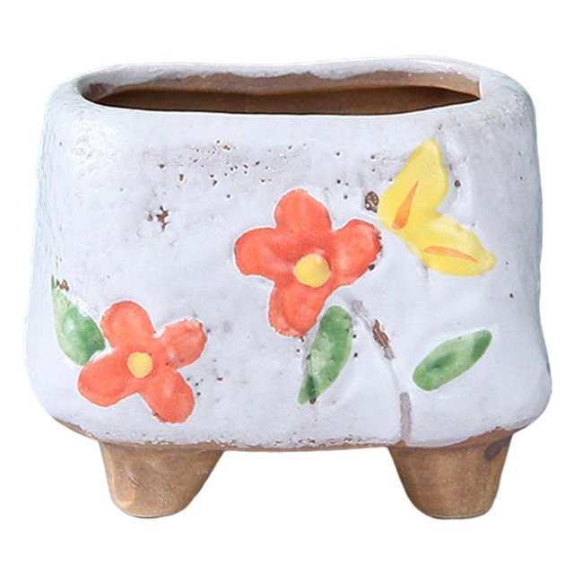 Macetas suculentas con drenaje, macetas pintadas a mano para plantas, macetas blanco Zulema macetas suculentas