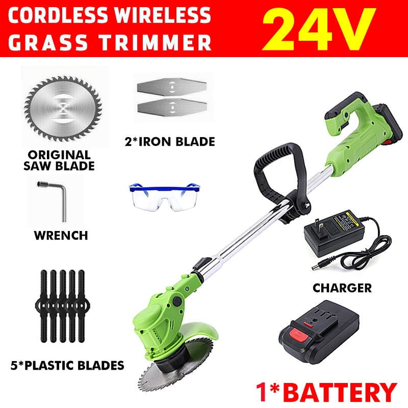 Cordless Grass Trimmer Weed Wacker: 24V Lawn Edger Weed Eater with 3 Types Blades, Adjustable Height Weed Eater Tool for Garden and Yard