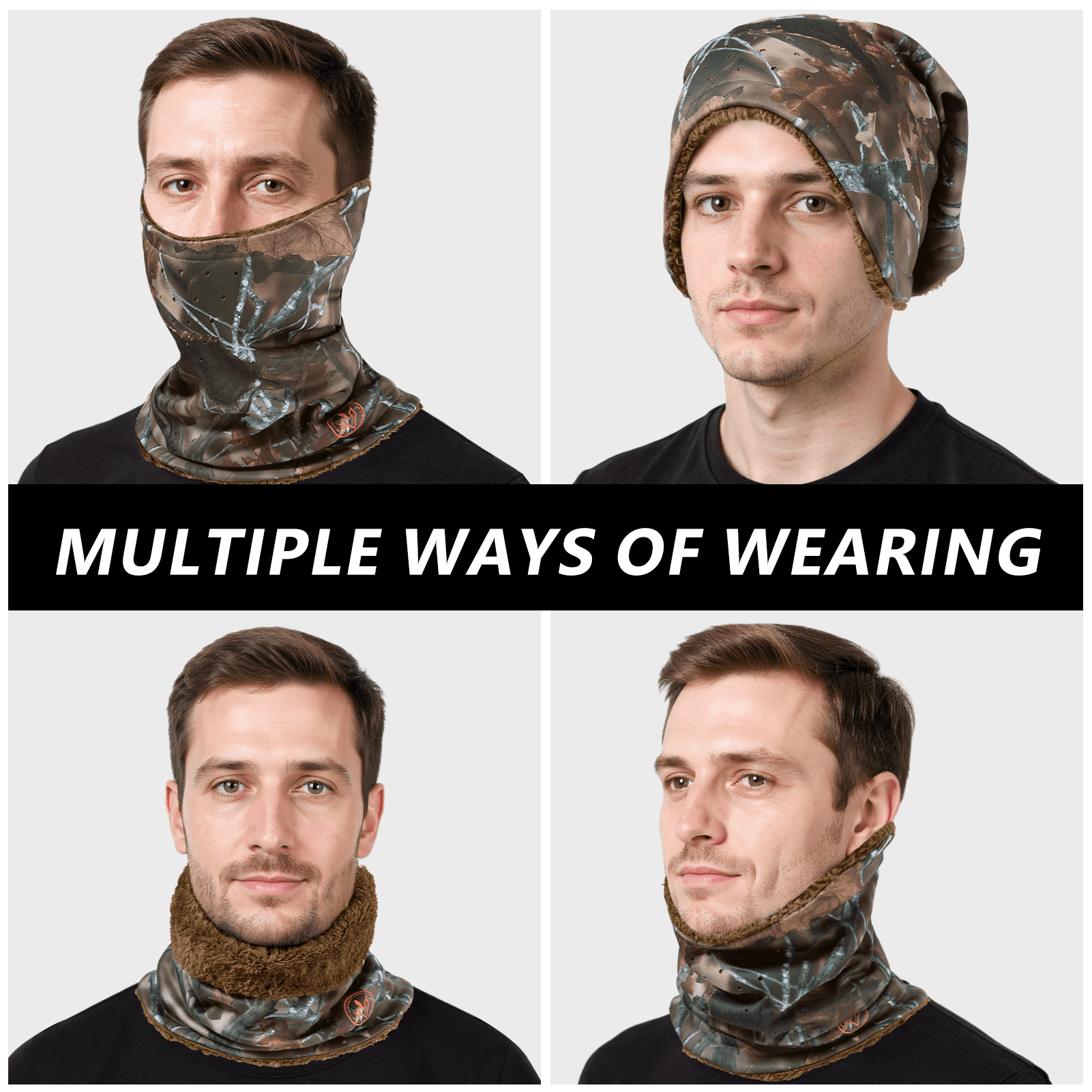 BASSDASH Unisex Winter Neck Gaiter Warmer Insulated Fleece Hunting Face Mask Water Resistant for Fishing Hiking Skiing