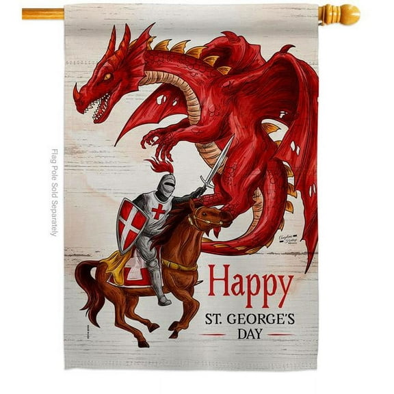 Angeleno Heritage H130299-BO 28 x 40 in. St. Georges Day House Flag Interests Fantasy Double-Sided Decorative Vertical Flags Decoration Banner Garden Yard Gift