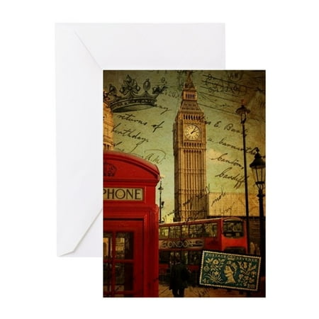 Custom Cards Uk CafePress - Vintage London UK Fashion - Greeting Card, Blank Inside Glossy ()