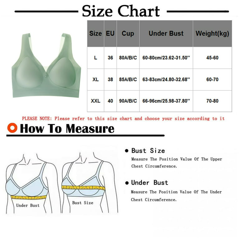 QWERTYU Women's Seamless Wire Free Push-Up Bra Bras Lightly Padded Bra with  Full Coverages Mint Green XL 