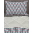 thumbnail image 3 of Grey Chevron Comforter & Sham Bedding Set, Pastel Sharp Shapes Abstract Herringbone Inspired Geometric, 3 pcs Duvet Set Microfiber Filling Quilt, 5 Sizes, Azure Blue Pale Pink, by Ambesonne, 3 of 4
