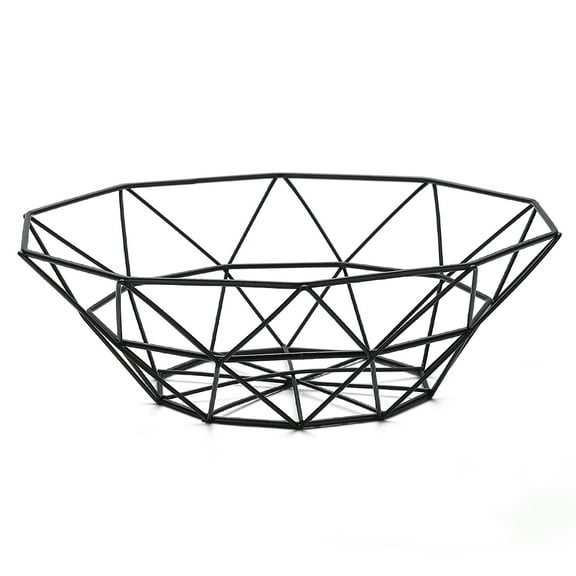 ReaNea Black Metal Wire Fruit Storage Baskets, Fruit Bowl for Kitchen Counter (Square Short)