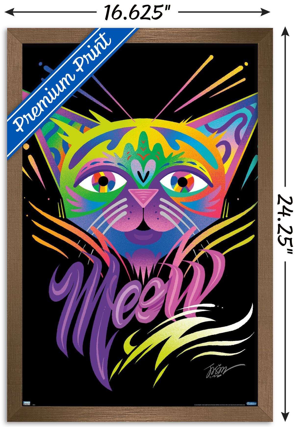 Meow Wall Poster, 14.725" x 22.375", Framed