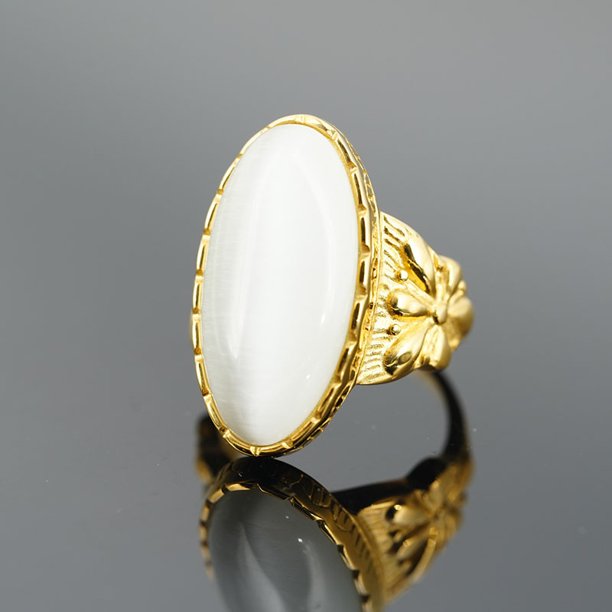 Anillo de ópalo de acero de titanio para hombres y mujeres, joyería europea y americana, anillo de gemas exageradas de pareja clásica dominante retro