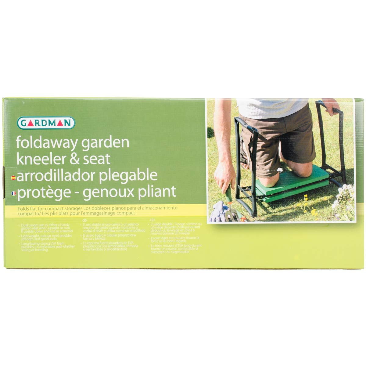 Gardman Foldaway Garden Kneeler & Seat-Black/Green