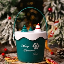 SDJMa Christmas Plastic Buckets with Handle and Lid, 3D Mini Snowman Tree Merry Christmas Treat Buckets for Kids Girls Boys Xmas Winter Holiday Birthday Wedding Party Favors Supplies