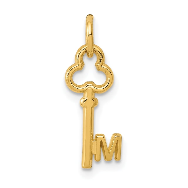 Pendentif Breloque Collier Monogramme Prénom Initiale Lettre m Délicat en Or Jaune 14k