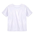 thumbnail image 6 of Zaldita Kids Girls Sparkly Metallic Shiny T-shirt Boys Short Sleeves Loose Tee Tops for Dance Performance Costume A Silver 5-6, 6 of 7