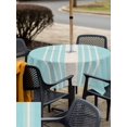 thumbnail image 6 of Square Outdoor Tablecloth with Umbrella Hole Aqua Beige Striped Outside Table Cloth Waterproof Patio Table Cover Modern Farmhouse Retro Lines Zipper Tablecloths for Picnic Party Camping 54x54 Inch, 6 of 8