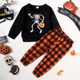 thumbnail image 2 of LAPAKIDS Toddler Kids Baby Boy Halloween Outfits，Long Sleeve Top + Plaid Pants Set Clothes 4-5T, 2 of 7