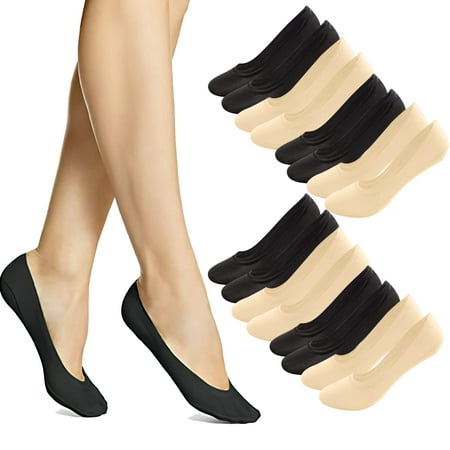 

8 Pairs No Show Socks Womens Non Slip Thin Liner Socks Hidden Invisible Ultra Low Cut Liner Socks for Flats Boat 9-11
