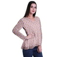 thumbnail image 3 of Moomaya Empire Waist Top Printed Dress V-Neck Full Sleeve Tunic Peplum Top For Women, 3 of 6