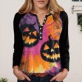 thumbnail image 2 of Godom Women's Halloween Pumpkin T-Shirt Funny Long Sleeve Pullover Tops for Ladies, 2 of 7