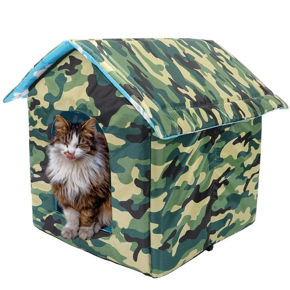 SENNAUX Outdoor Cat House Kitty Shelter Pet Cave Bed for Small Dog Puppy Cat Waterproof Foldable, S