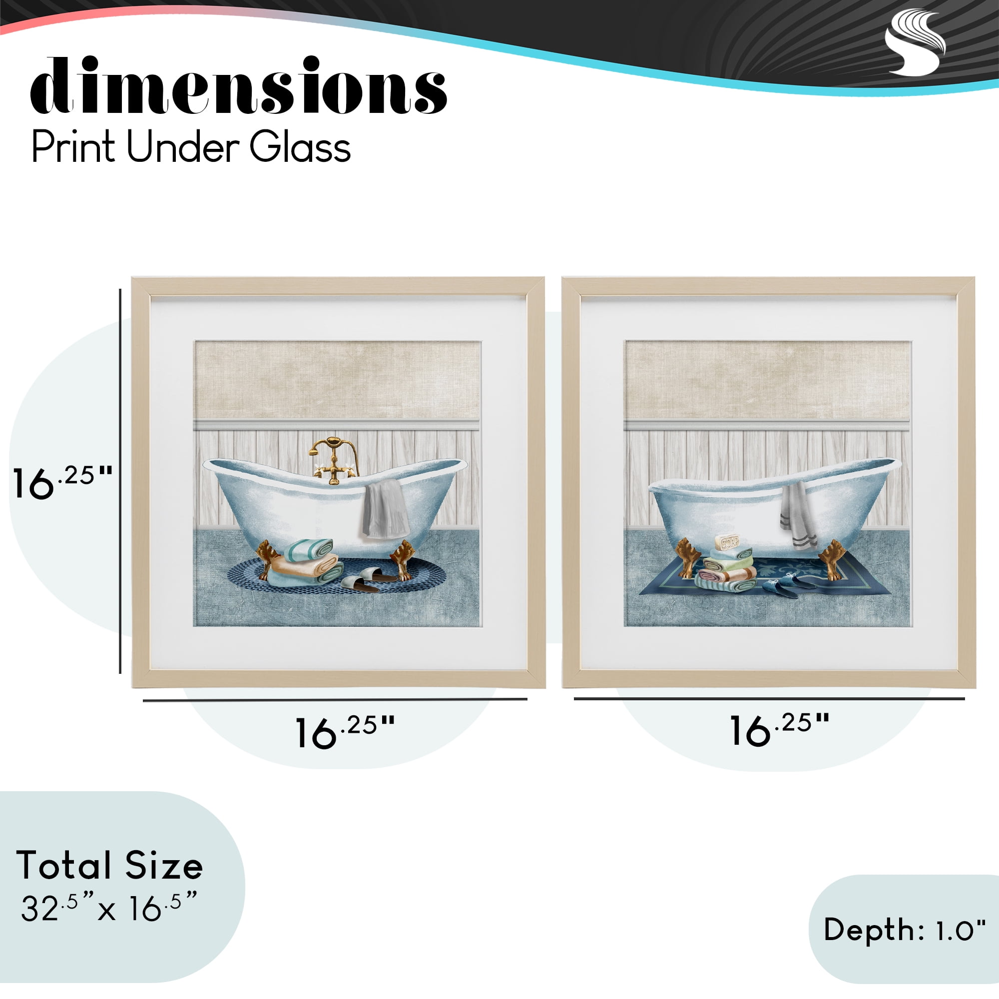 Stupell Industries Cozy Bathtub & Slippers 2 Piece Birch Framed Print Under Glass Set, design by Conrad Knutsen