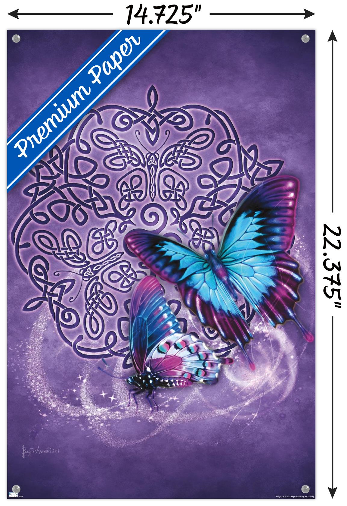 Brigid Ashwood - Celtic Butterfly Wall Poster with Pushpins, 14.725" x 22.375"