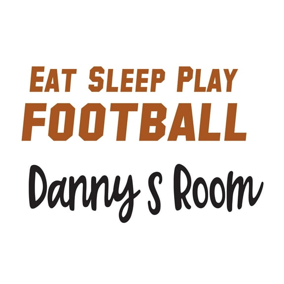Boys Eat Sleep Play Football Active Sports Wall Decal Decoration Football Vinyl Art Sticker for Boys Bedroom Decor Lasts Years and Easily Removable - Size: 30 In(W) x 21 In(H)