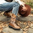 thumbnail image 3 of Western Cowboy Boots for Men Casual Retro Boots Brown Classic Embroidered Wide Calf Cowboy Boots Country Work Boot, 3 of 5