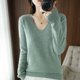 thumbnail image 1 of Suéter de mujer Otoño Invierno 2024 Jerseys de punto Cuello en V Camisa ajustada de corte bajo Jerseys de punto suaves y sólidos Suéteres básicos, 1 of 5