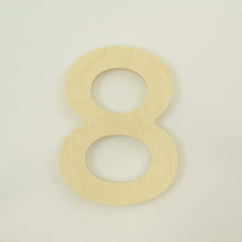 Package of 1, 8 Inch X 3/4" Baltic Birch "8" Plywood Numbers In The Gotham Rounded Font | Thick For Art & Craft Project, Made in USA