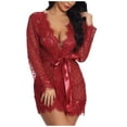 thumbnail image 1 of Ropa interior sexy encaje transparente frente cardigan pijamas mujer sexy tirantes camisón Pompotops qwe19201, 1 of 9