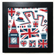 thumbnail image 1 of Torre Big Ben Ballon soldado Reino Unido Inglaterra histórica bandera patron marca ilustración Mesa de pared con marco cuadrado negro, 1 of 4