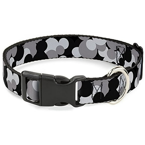 Buckle-Down BAC-WDY349-NL Breakaway Cat Collar-Mickey Mouse Head Stacked Black Grays, 1 2" W-9-15" Neck-Large