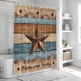 thumbnail image 6 of Western Texas Star Retro Bathroom Shower Curtains with 12 Hooks Polyester Waterproof Shower Curtain for Bathtubs Vintage Farmhouse Blue Brown Wood Grain Decorative Bathroom Curtain 36x78 Inches, 6 of 8