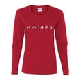 thumbnail image 2 of Friends Amigos Parody Pop Womens Graphic Long Sleeve T-Shirt, Red, X-Large, 2 of 3