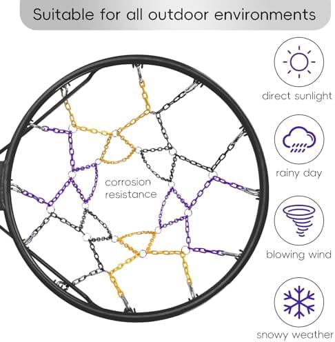 Voylla Basketball net, Metal Chain Net Braided Permanent Rust Proof (12 Links), Quick Installation