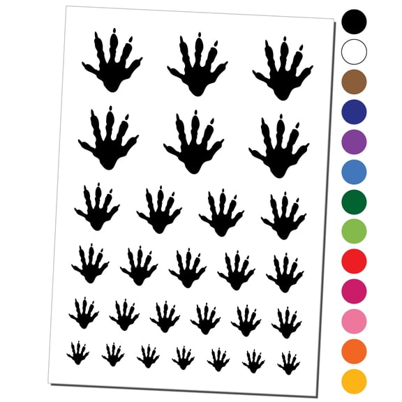 Raccoon Trash Panda Hand Print Water Resistant Temporary Tattoo Set Fake Body Art Collection - Dark Blue